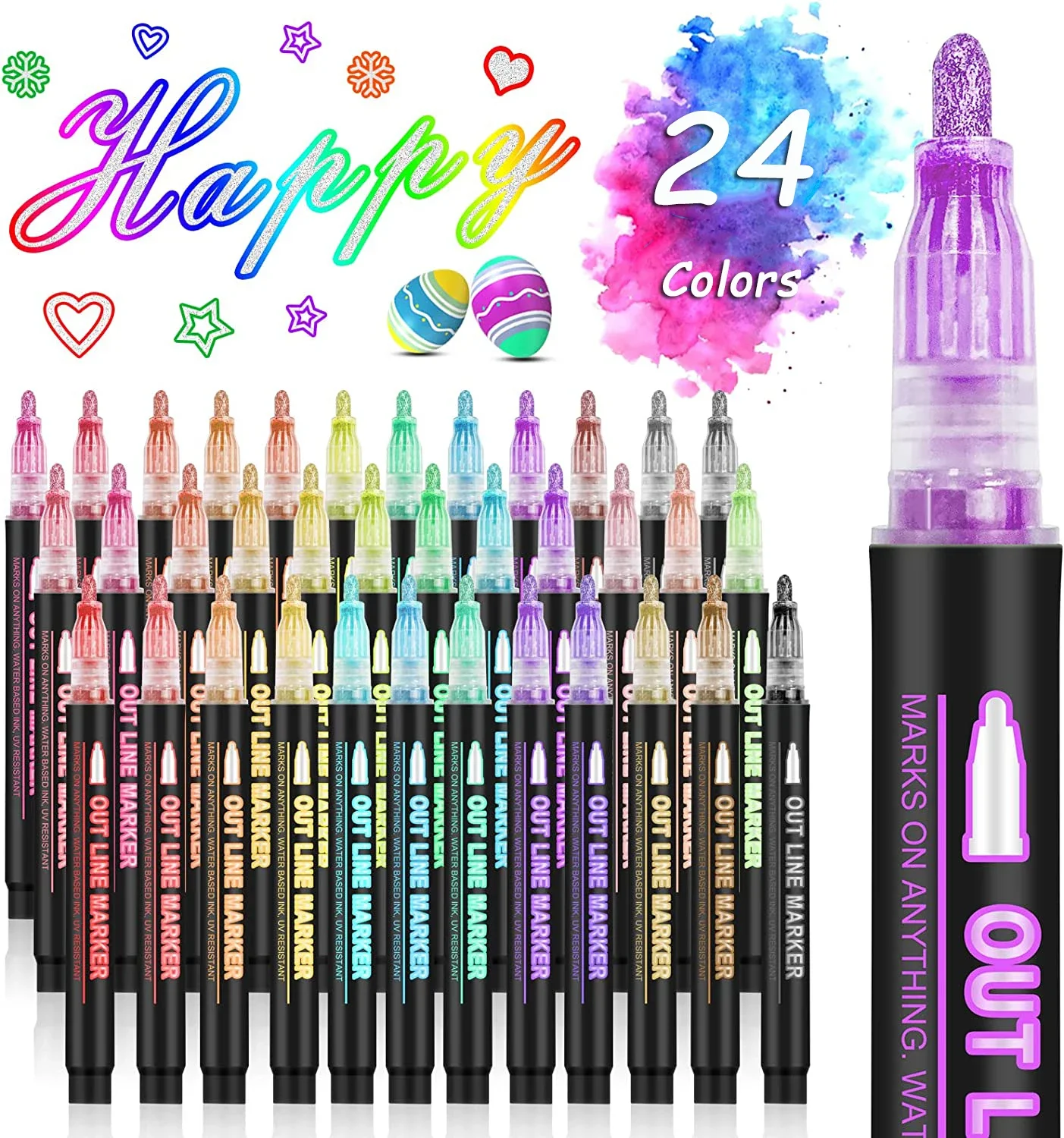 Highlighter Set Pastel - 36 cores linha dupla esboço arte