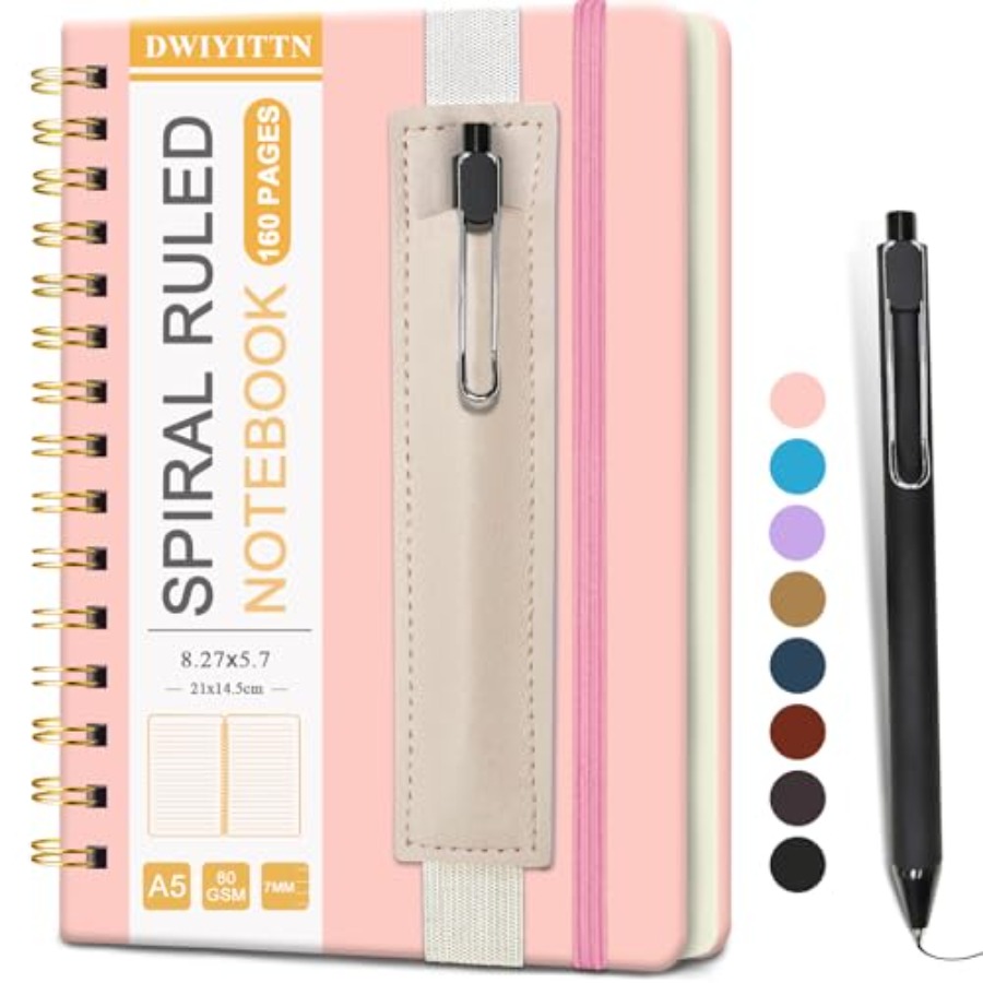 Journal Leather Hardcover - Caderno Espiral A5 com Caneta, Caderno