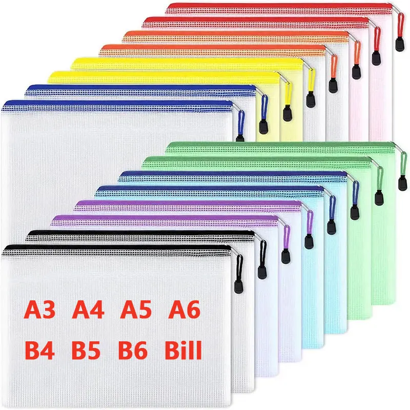 Portfolio Folder Zip - Bolsa de malha com zíper a3/a4/a5/a6,