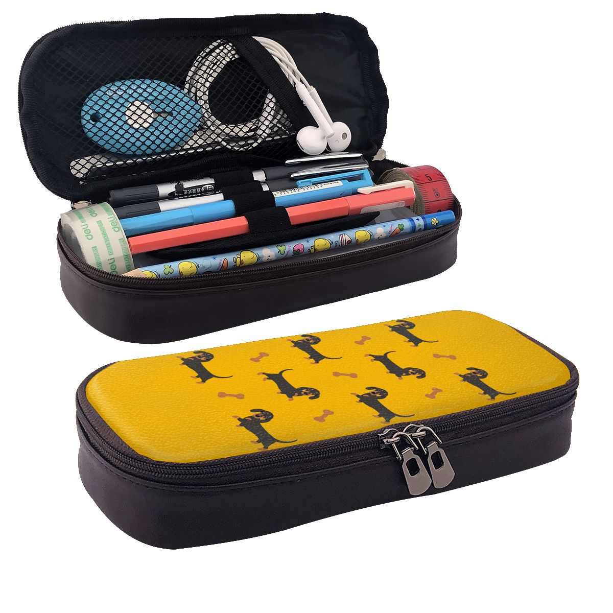 Tan Stationery & Office Supply - Estojo de couro para caneta, preto