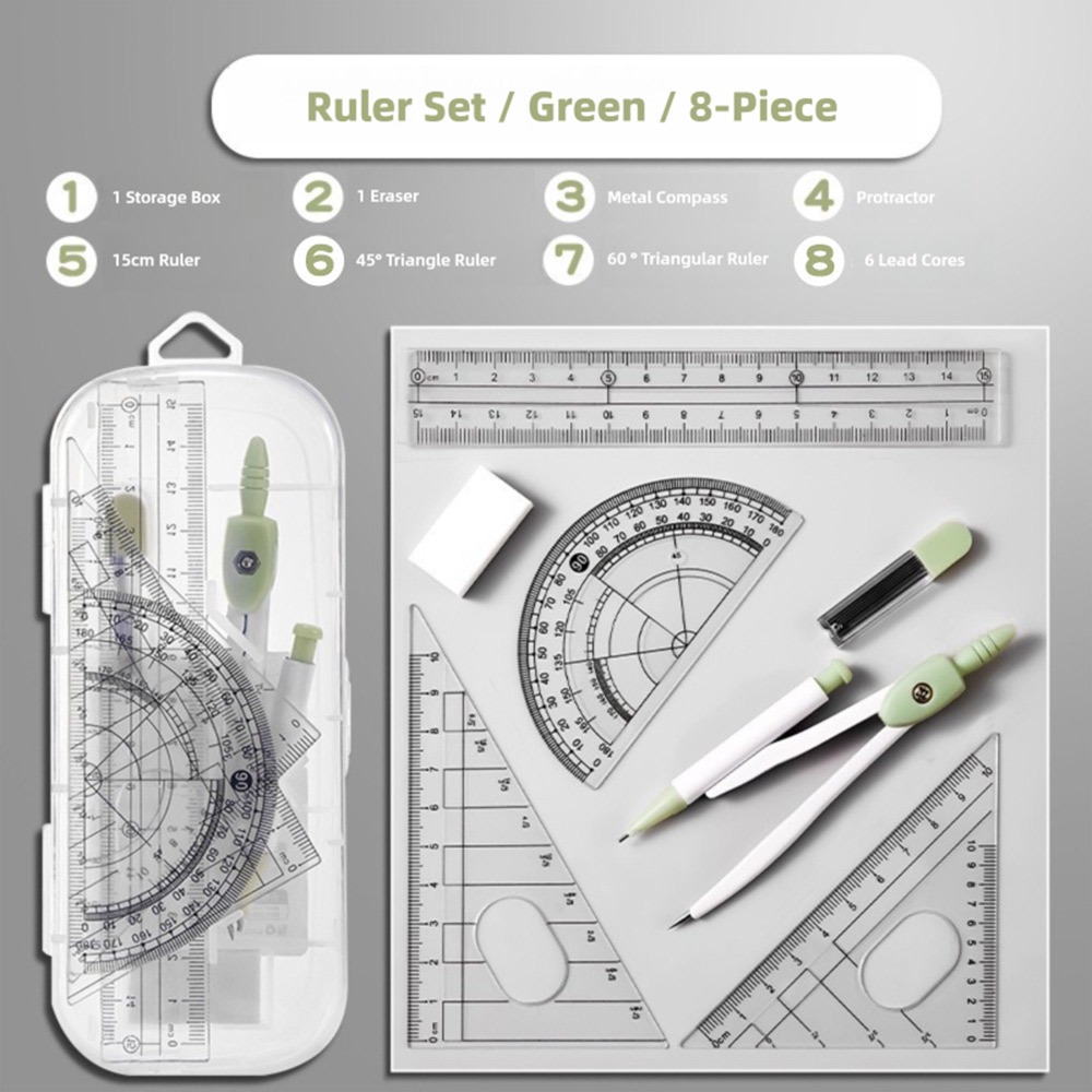 Ruler Set Transparent - 8 Pçs/set Régua de Plástico Conjunto