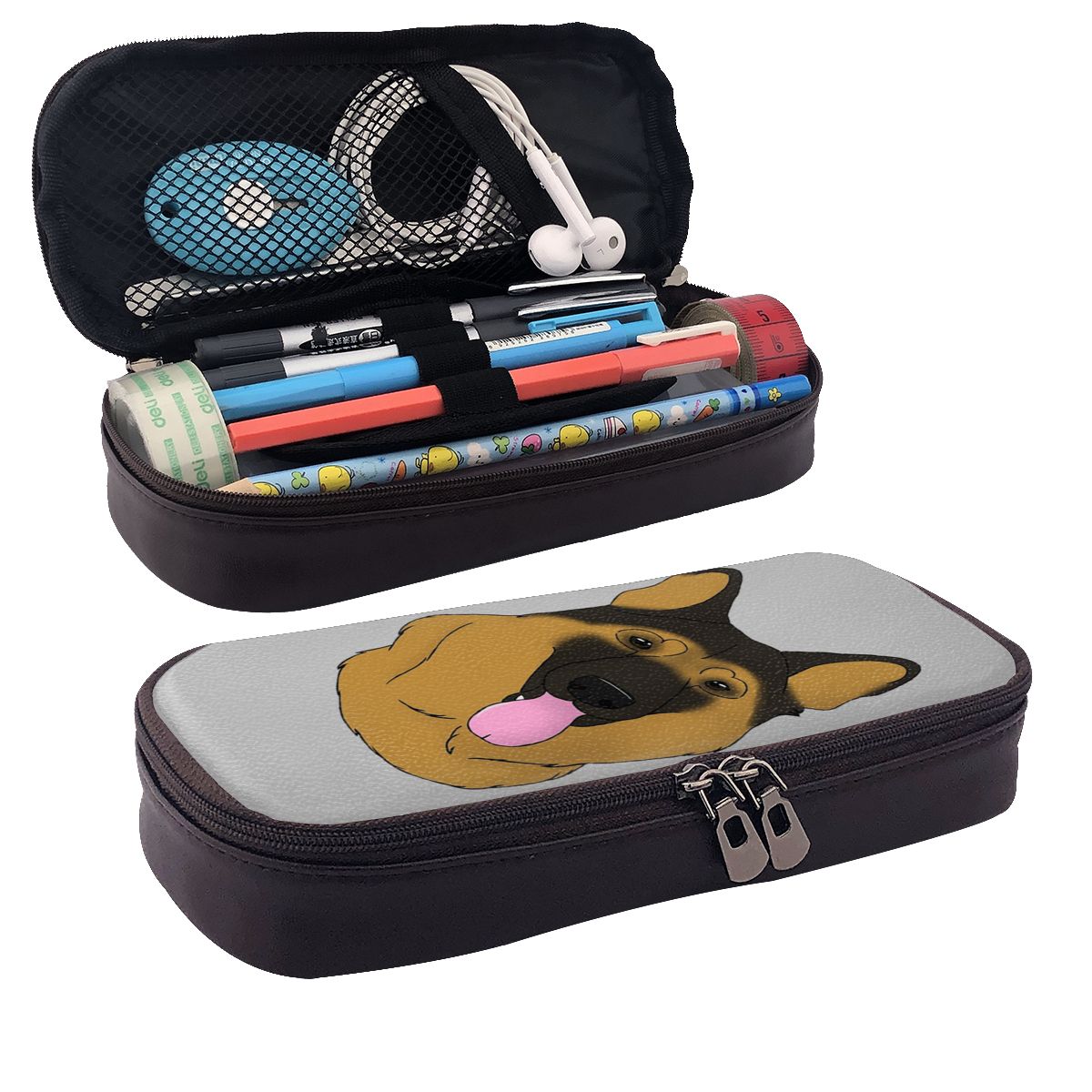 Tan Stationery & Office Supply - Estojo de couro preto e marrom