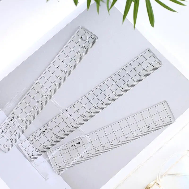 Ruler Set Transparent - 1 peça simple15cm 18cm 20cm régua