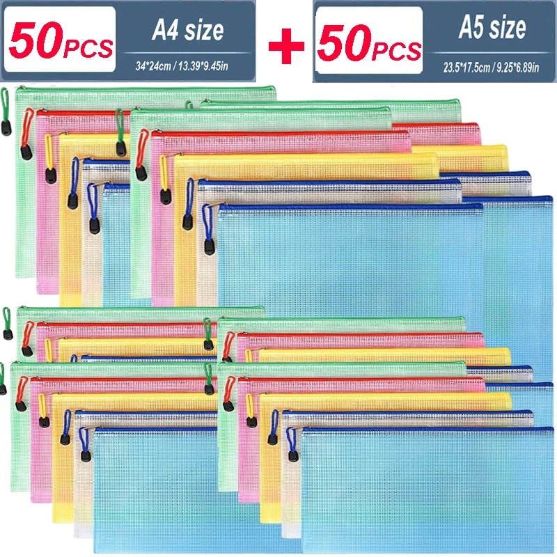 Portfolio Folder Zip - Pacote de 5/20/50/100 Unidades: Bolsa Organizadora