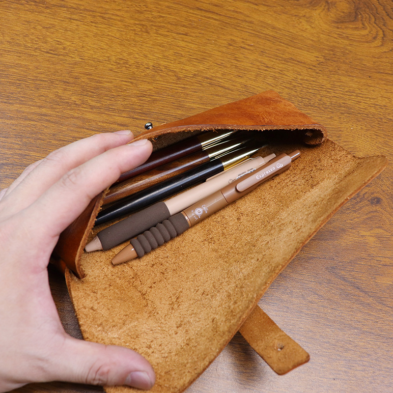 Estojo de Couro Vintage de Cou - Tan Stationery & Office Supply avaliação e preço