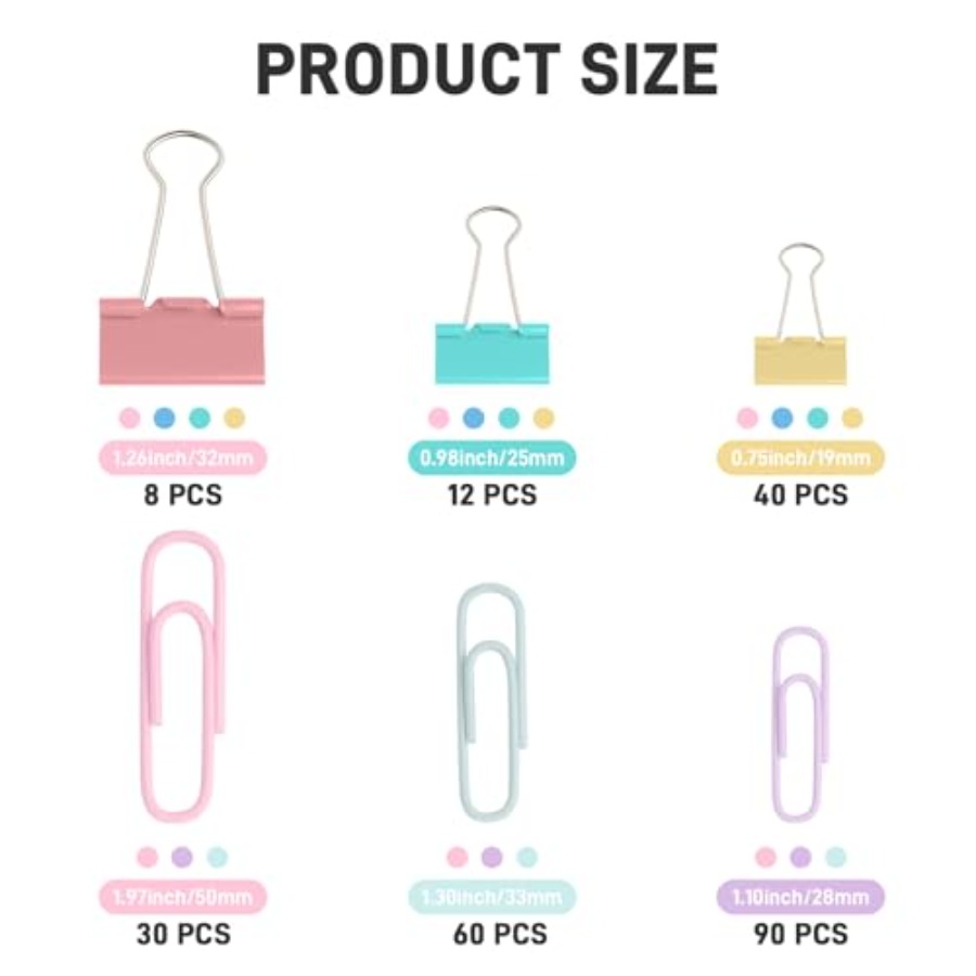 240 Peças de Clipes de Papel e - Binder Clip Assorted avaliação e preço