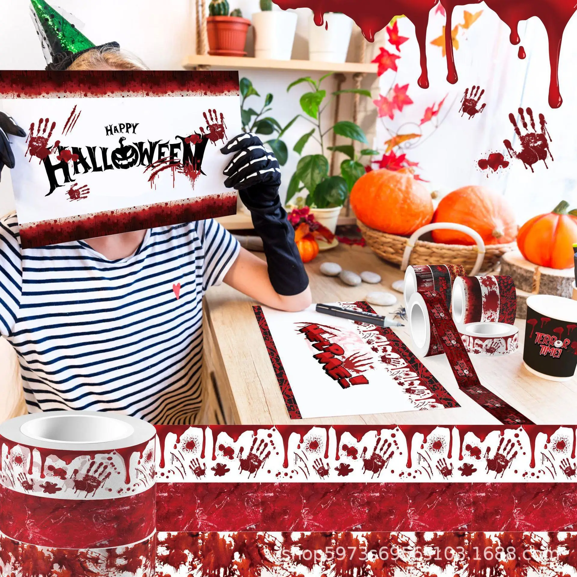 Halloween sangrento mão sangre - Washi Tape Set avaliação e preço