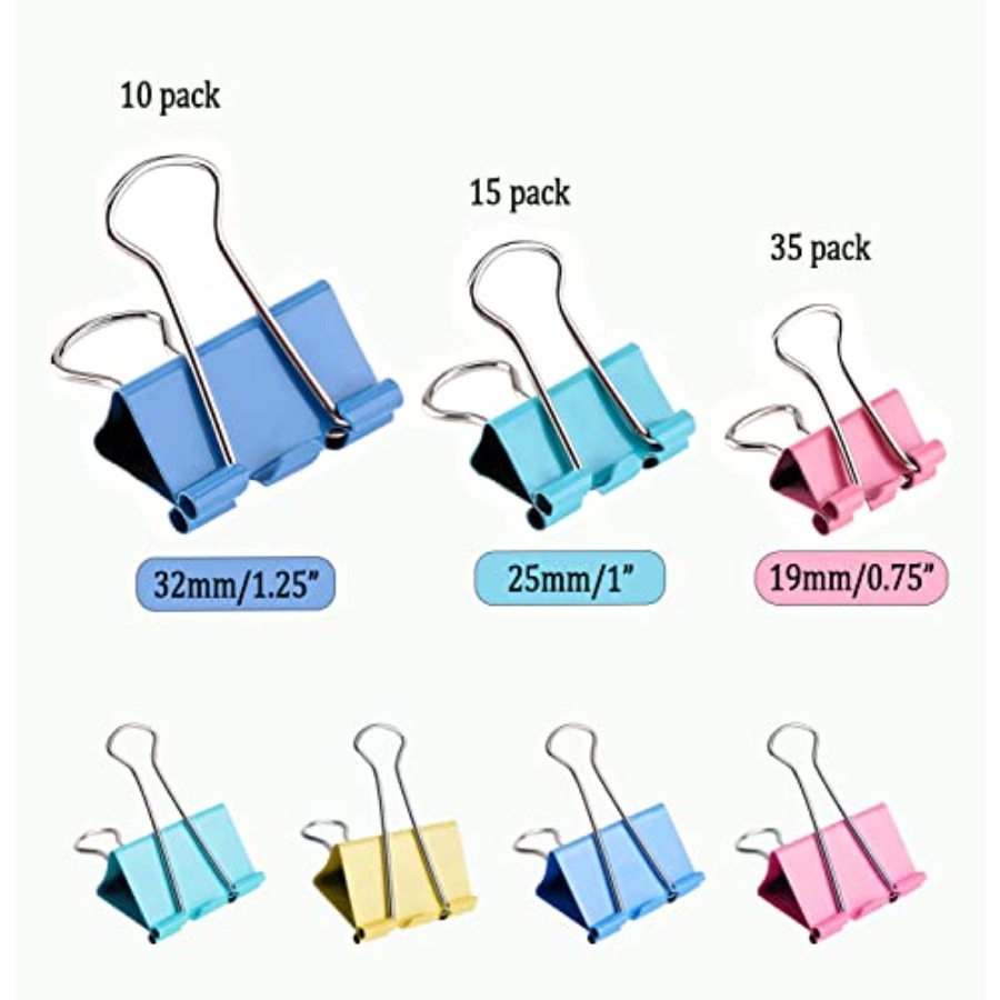 60 Peças de Clipes de Papel Co - Binder Clip Assorted avaliação e preço