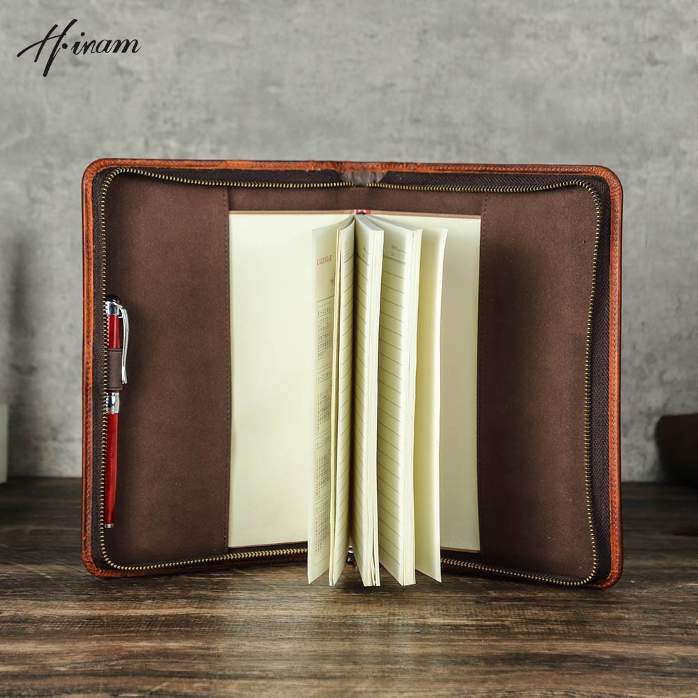Retro couro genuíno zíper embr - Journal Leather Hardcover avaliação e preço